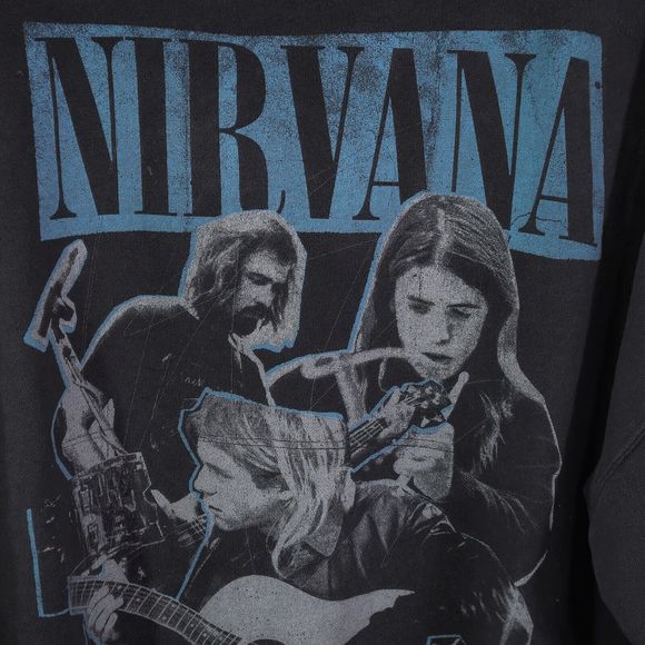 American Eagle Women's Nirvana Sweatshirt Gray Medium Distressed Vintage Style - Picture 3 of 8